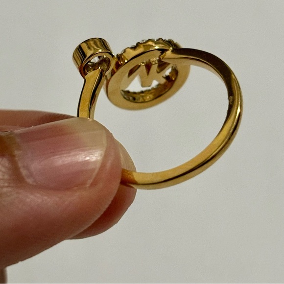 Michael Kors Gold-Tone Encircled Logo Open Ring Size 8 - Picture 5 of 14